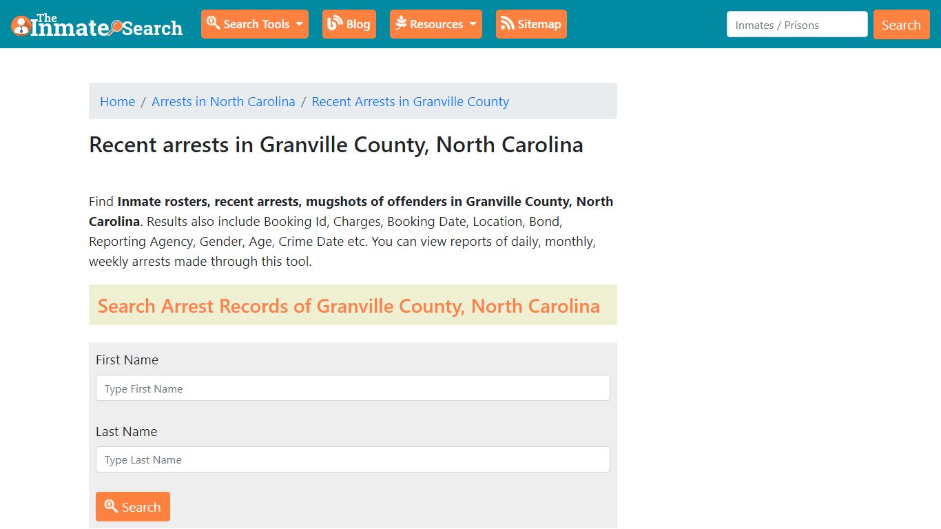 Recent arrests in Granville County, North Carolina ...